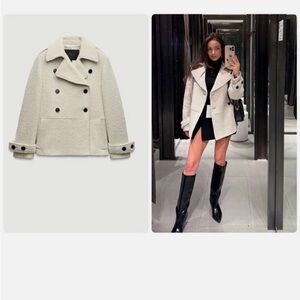 ZARA ZW COLLECTION MANTECO ITALIAN BOUCLÉ WOOL COAT size XS